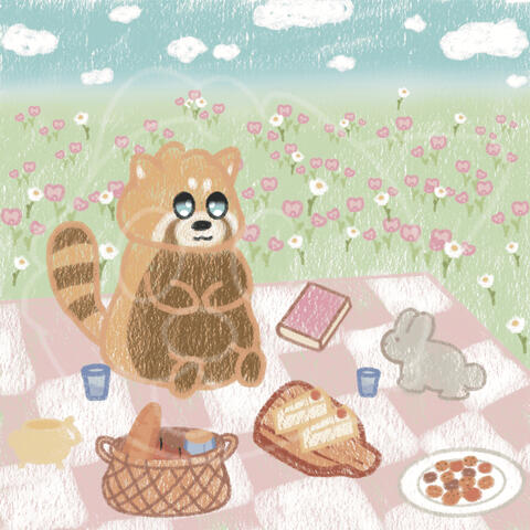 Red panda and bunny picnic