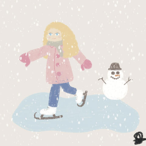 Girl skating in winter