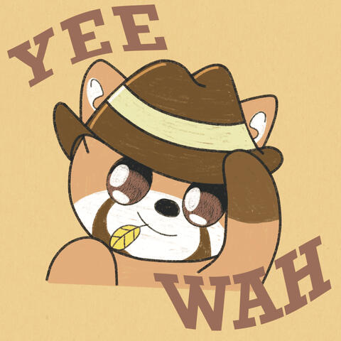 Red panda wearing a cowboy hat with text Yee Wah