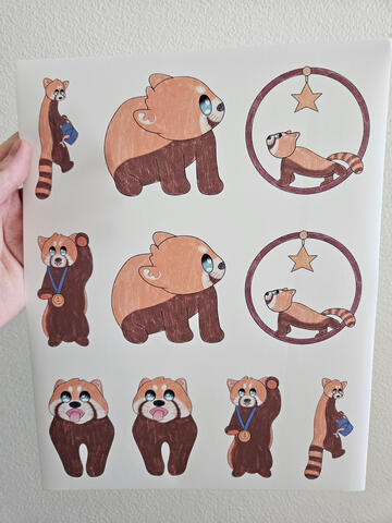 Various red panda stickers